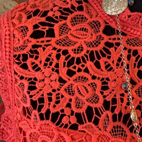 Nanette lepore crocheted orange lace top l… - Picture 3 of 8